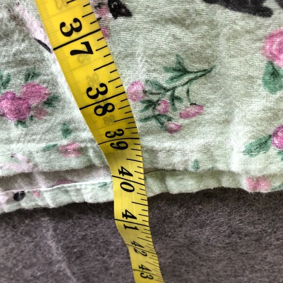 Cozee Corner Flannel Nightgown Womens L Cat Print Green Cat Lady Floral - Picture 8 of 8